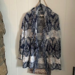 Blue and white sweater